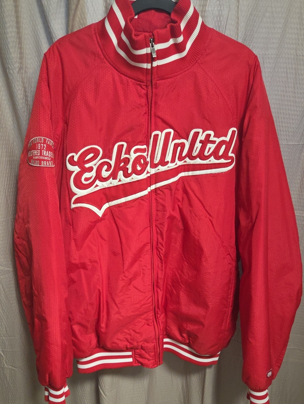 Ecko Unltd Red Zip-Up Varsity Jacket